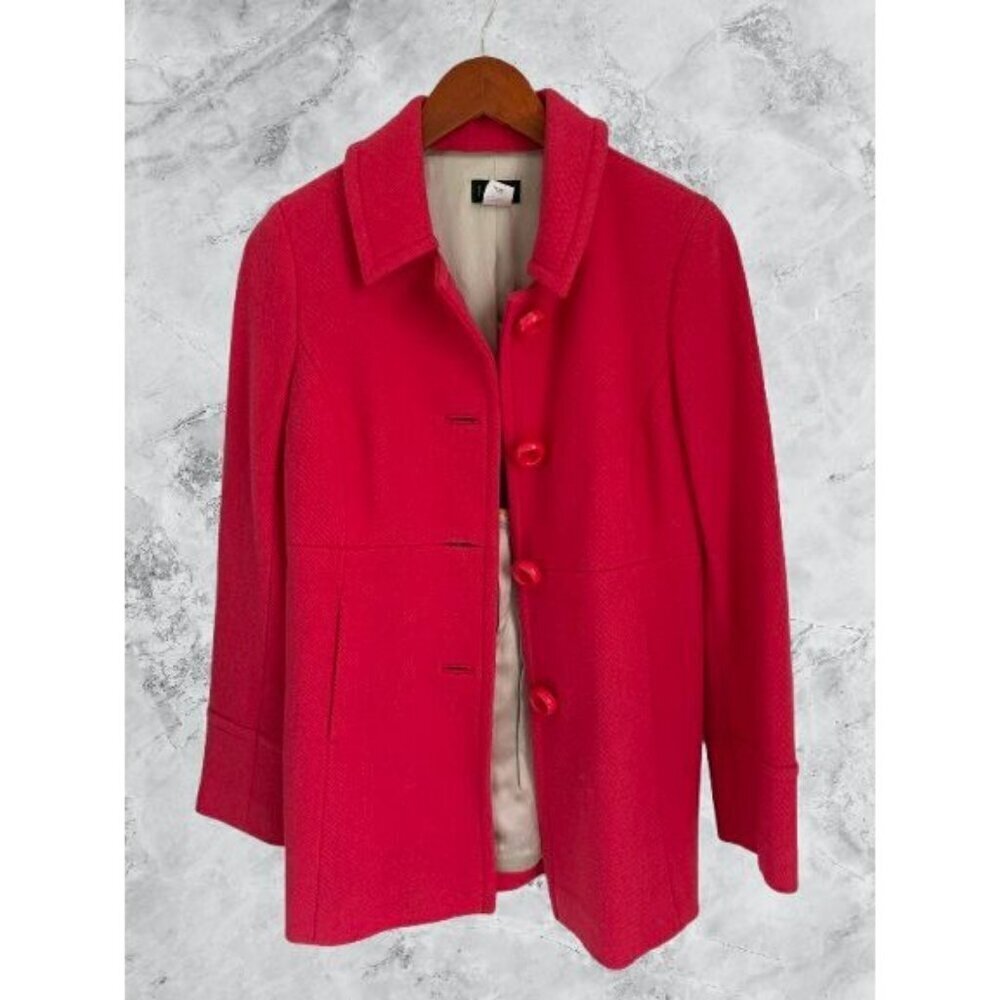 J.Crew 90% Wool Pea Coat Women's 4 Pink Ruffle Back Jacket